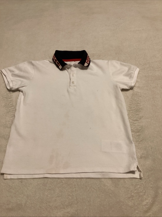 Gucci Other - Gucci White Polo with Black Logo Collar and Red Trim